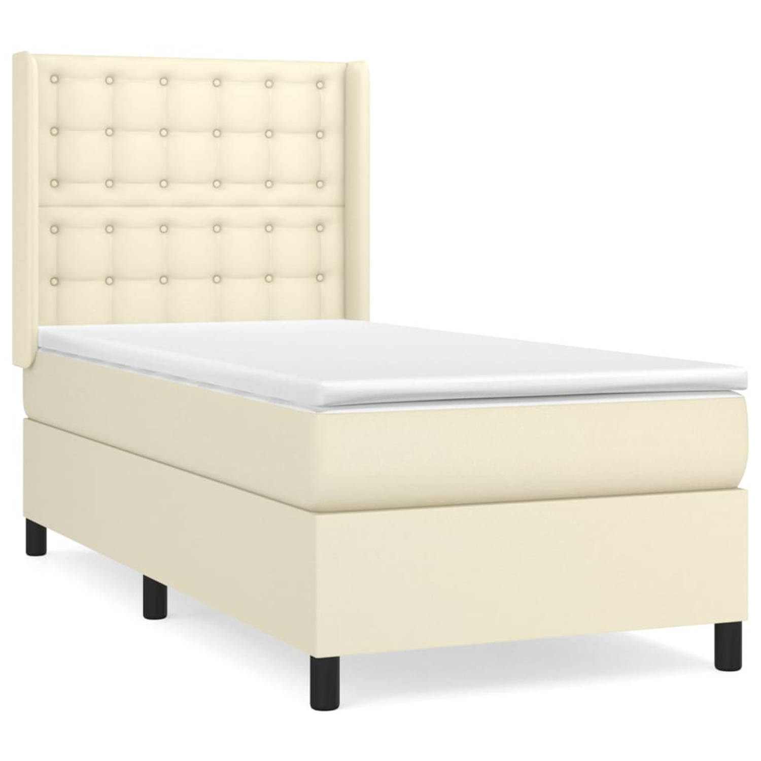 The Living Store Boxspringbed - Bedframe - Afmeting 203 x 83 x 118/128 cm - Duurzaam kunstleer