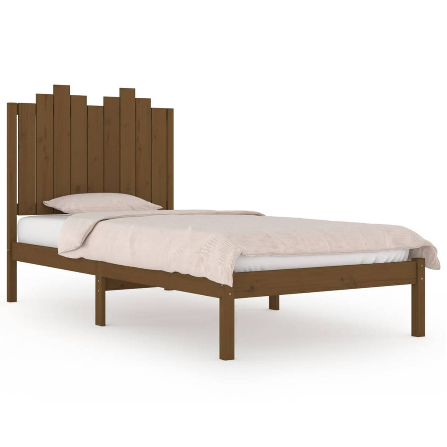 The Living Store Bedframe massief grenenhout honingbruin 90x200 cm - Bedframe - Bedframes - Eenpersoonsbed - Bed - Bedombouw - Enkel Bed - Frame - Bed Frame - Ledikant - Houten Bed