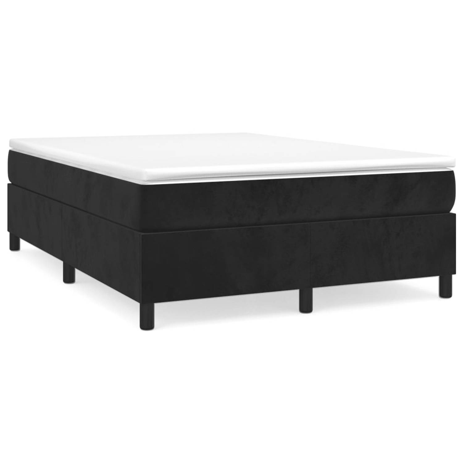 The Living Store Boxspringframe fluweel zwart 140x190 cm - Bed