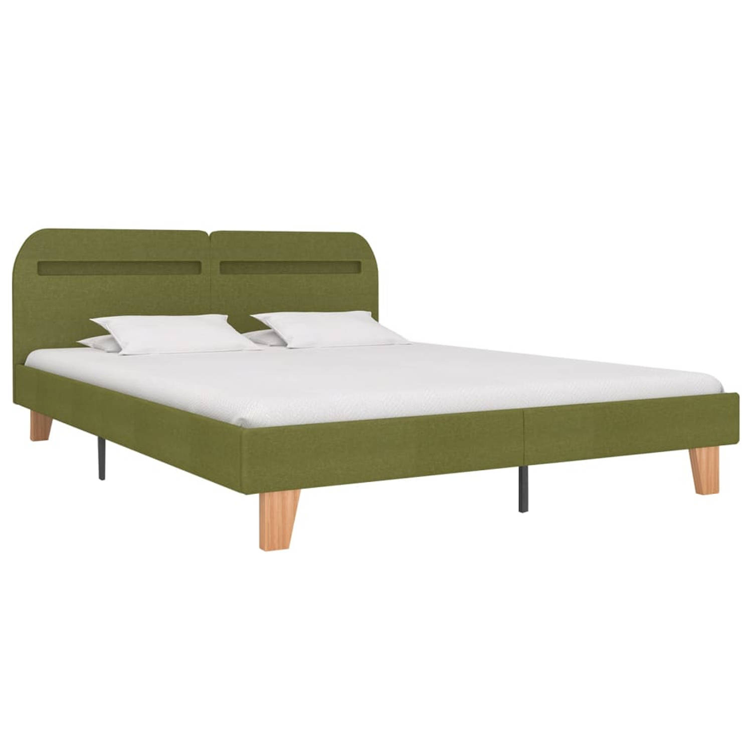 The Living Store Bedframe met LED stof groen 180x200 cm - Bed