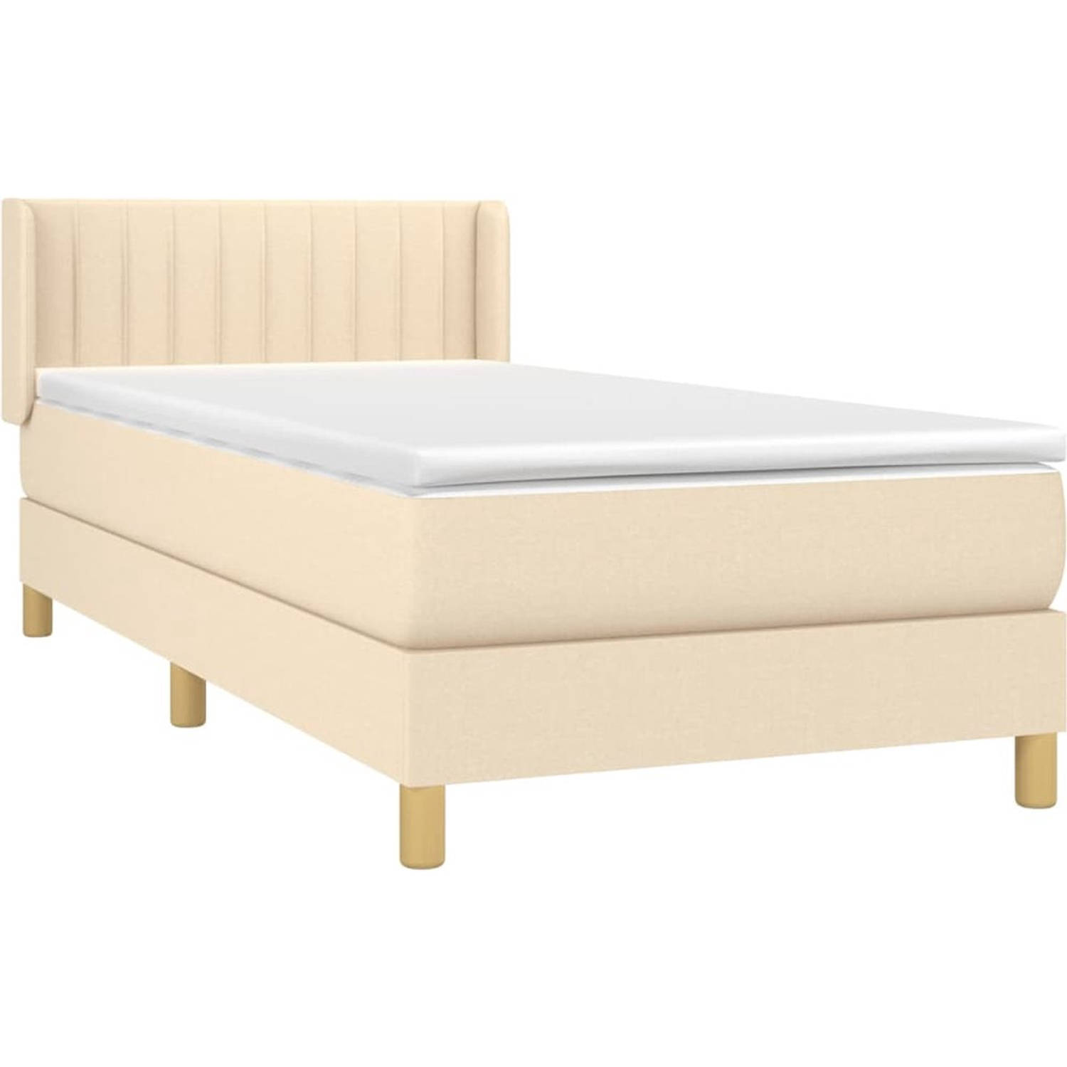 The Living Store Boxspringbed - Comfort - Bed - 203 x 93 x 78/88 cm - Crème