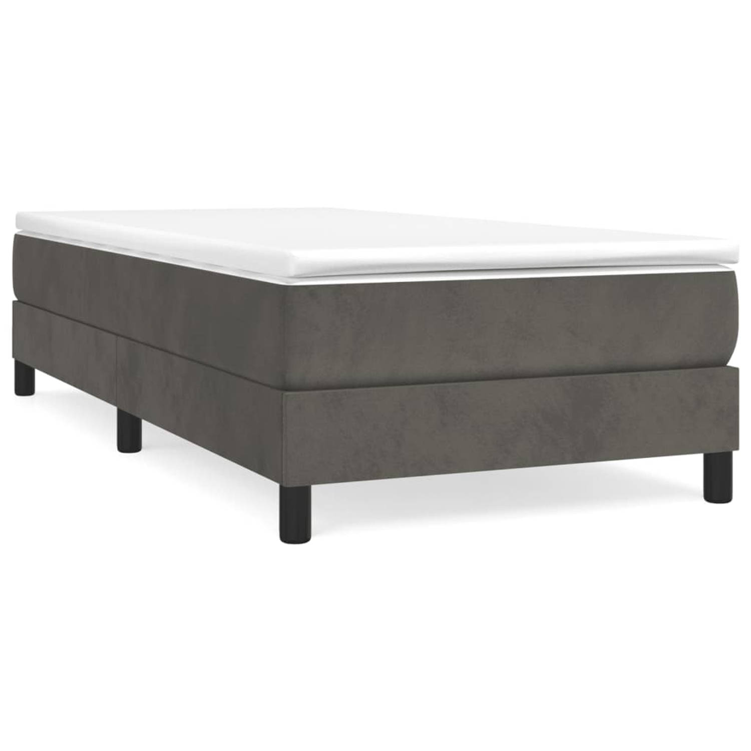 The Living Store Boxspringframe fluweel donkergrijs 100x200 cm - Bed