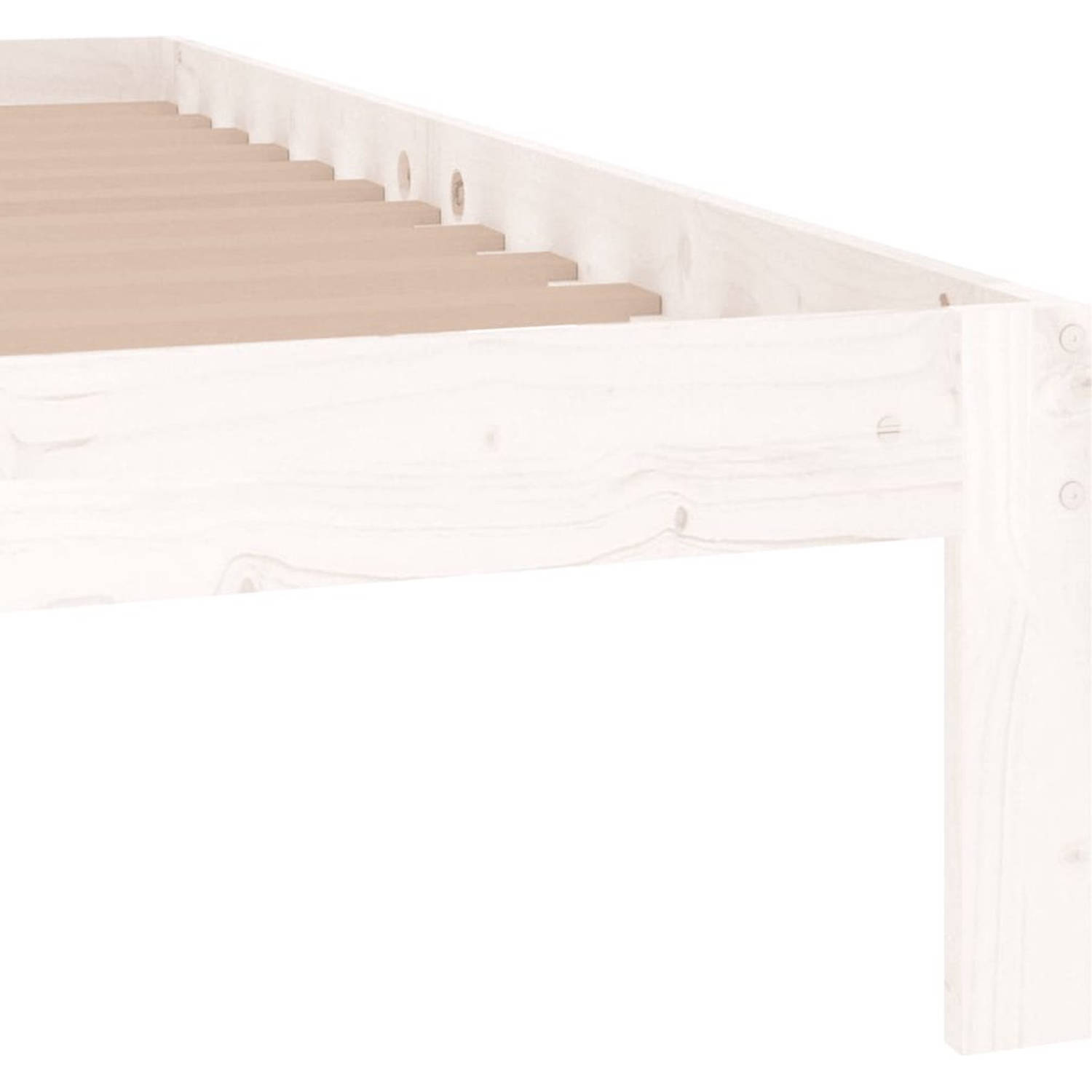 The Living Store Bedframe massief grenenhout wit 140x190 cm - Bedframe - Bedframes - Bed - Bedbodem - Ledikant - Bed Frame - Massief Houten Bedframe - Slaapmeubel - Tweepersoonsbed