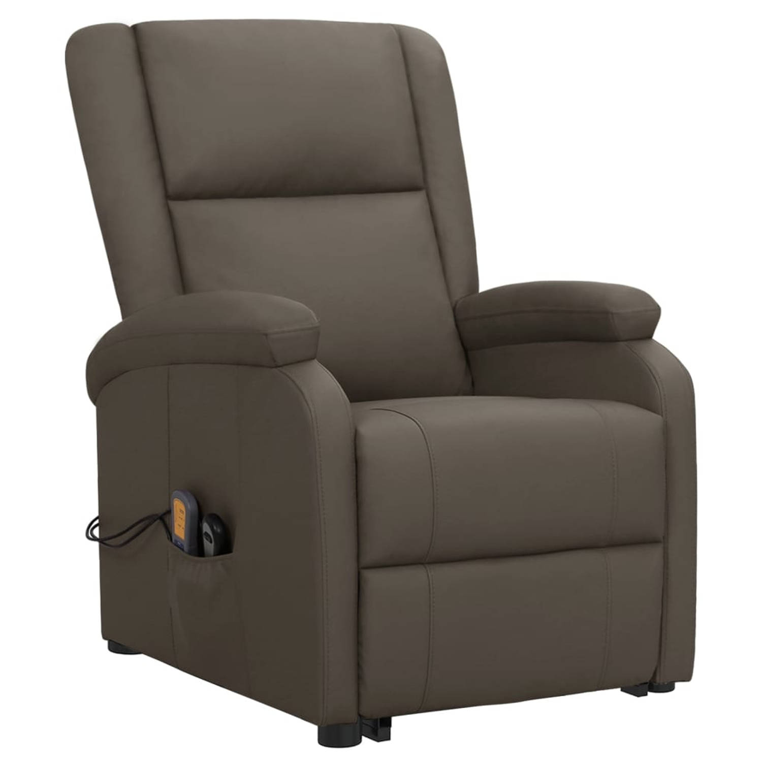 The Living Store Sta-op-massagestoel kunstleer grijs - Fauteuil