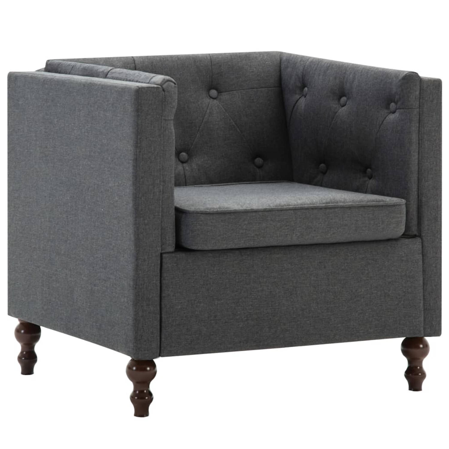 The Living Store Chesterfield Fauteuil Donkergrijs 72 x 68 x 70 cm Houten Frame Polyester