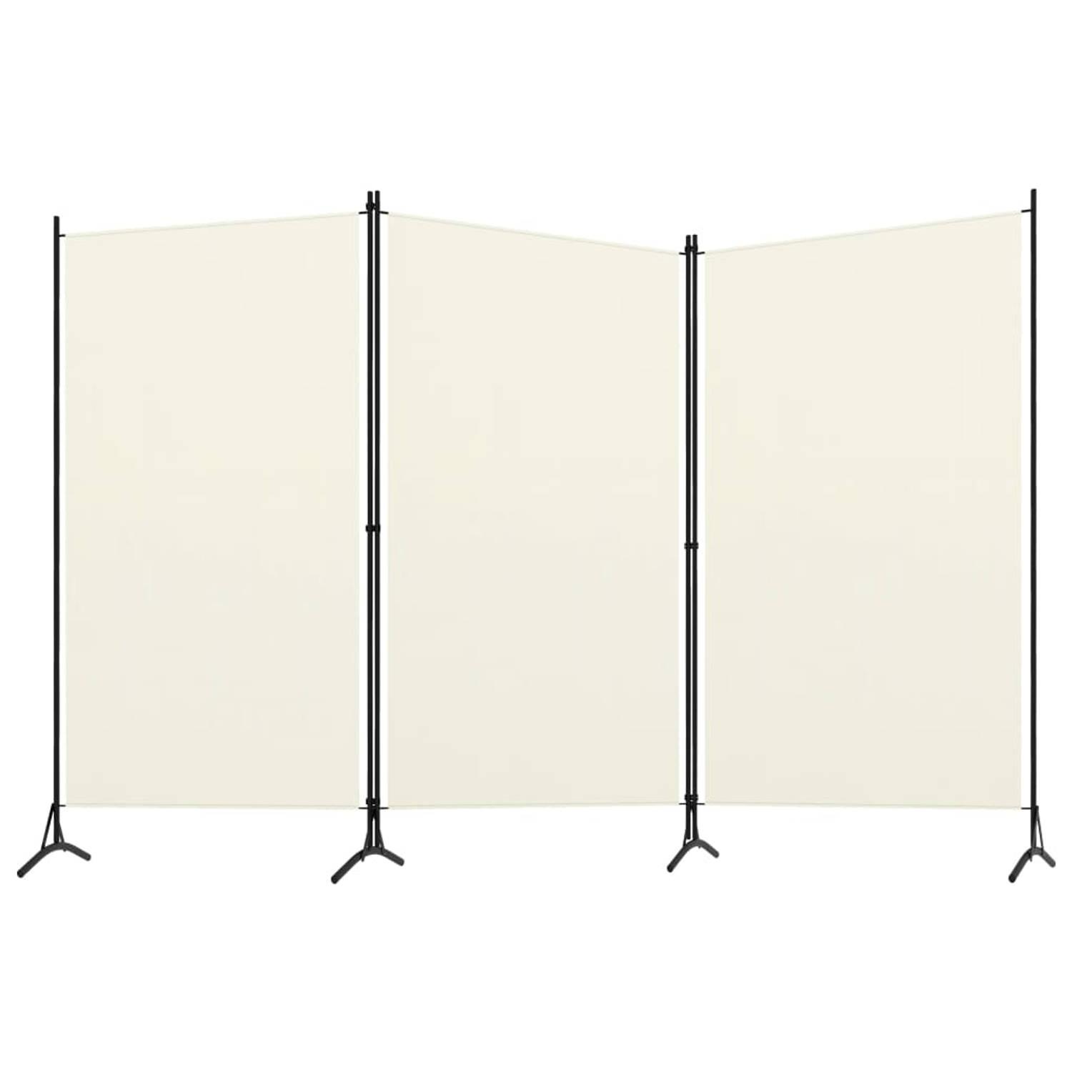 The Living Store Kamerscherm 3 Panelen 260 x 180 cm Crèmewit Gepoedercoat ijzer Stof van 100% polyes
