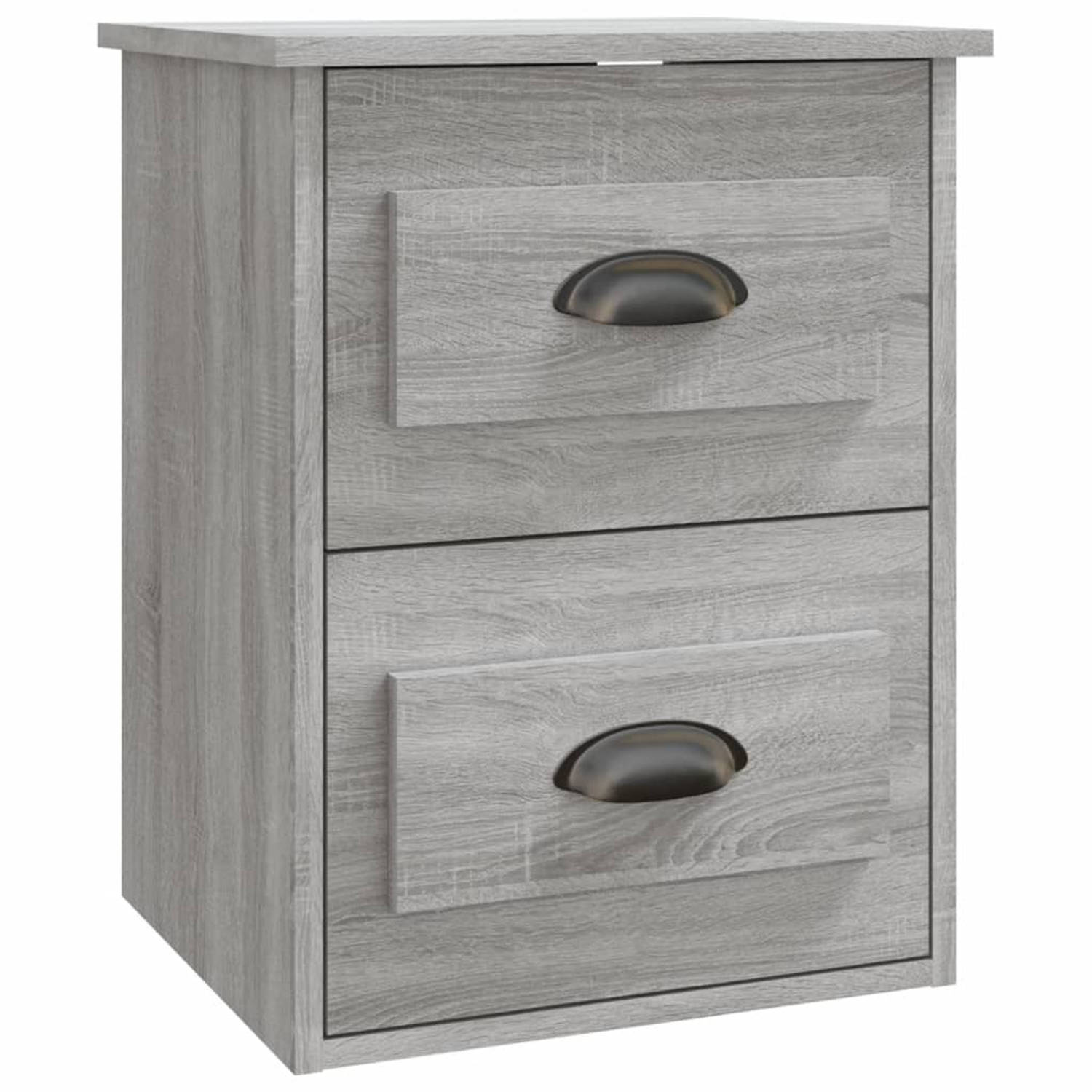 The Living Store Nachtkastje wandgemonteerd 41-5x36x53 cm grijs sonoma eiken - Kast