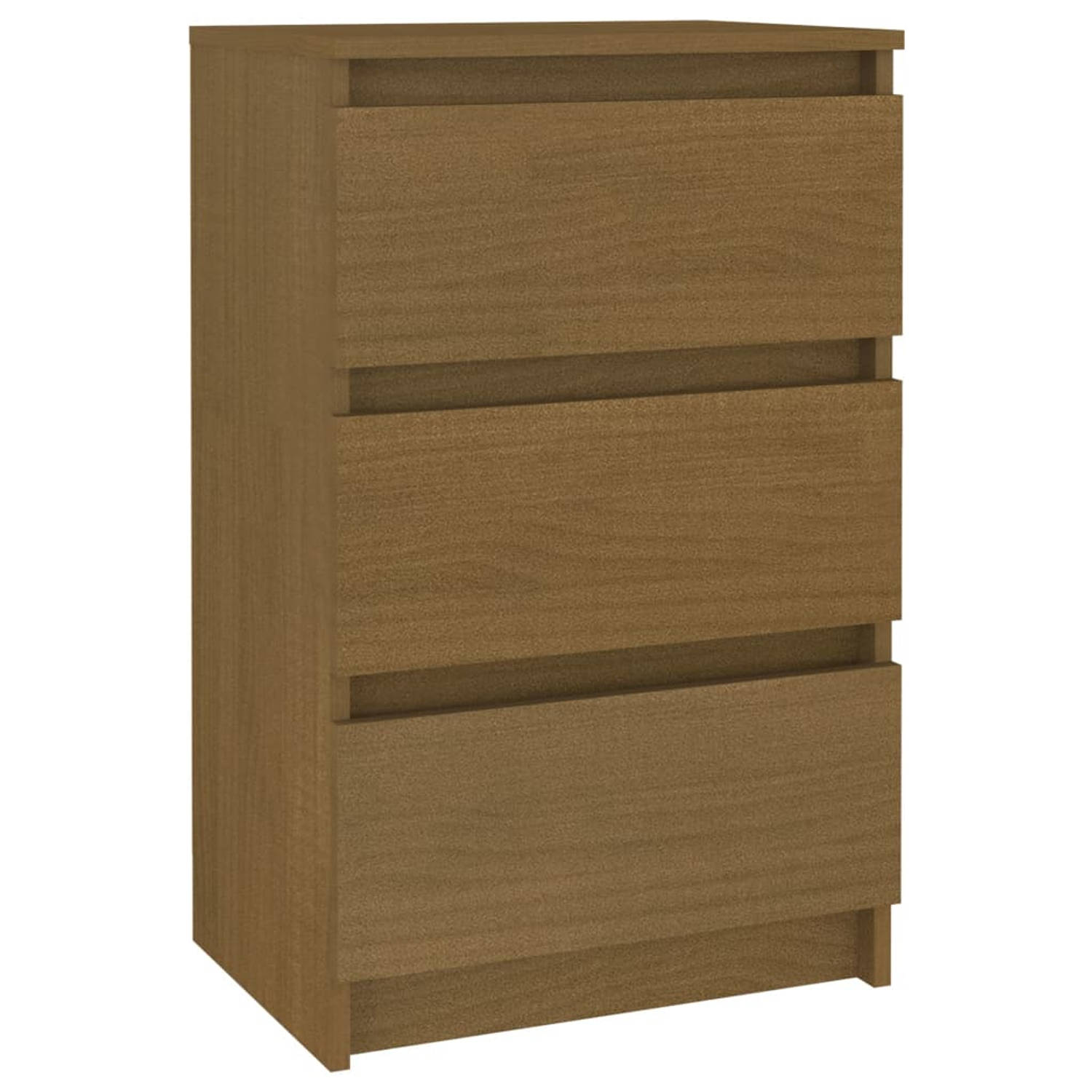 The Living Store Nachtkastje 40x29-5x64 cm massief grenenhout honingbruin - Kast