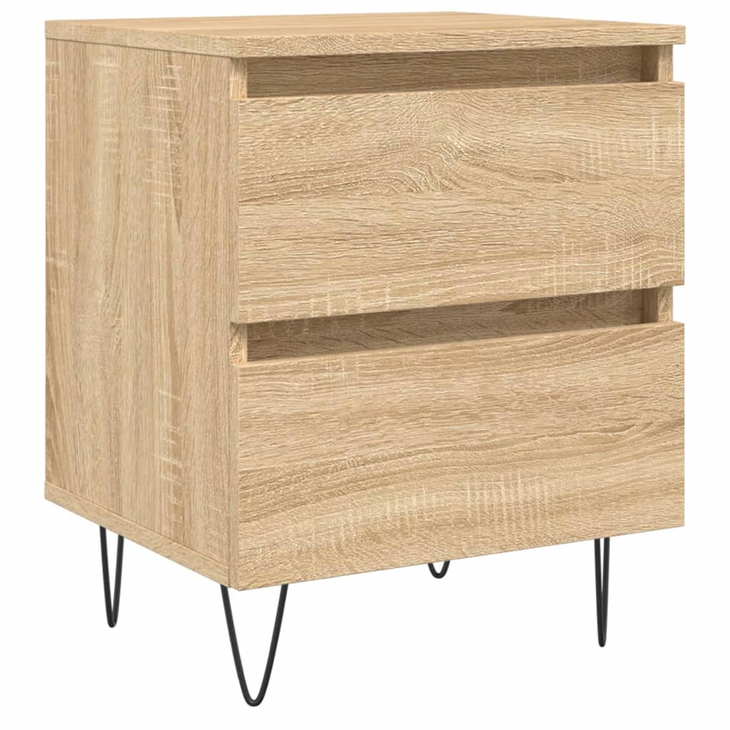 The Living Store Nachtkastje 40x35x50 cm bewerkt hout sonoma eikenkleurig - Kast