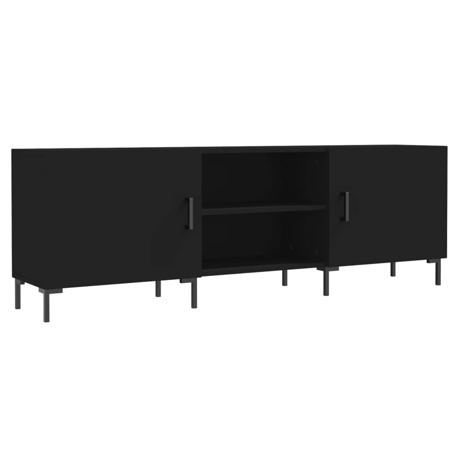 The Living Store Tv-meubel 150x30x50 cm bewerkt hout zwart - Kast