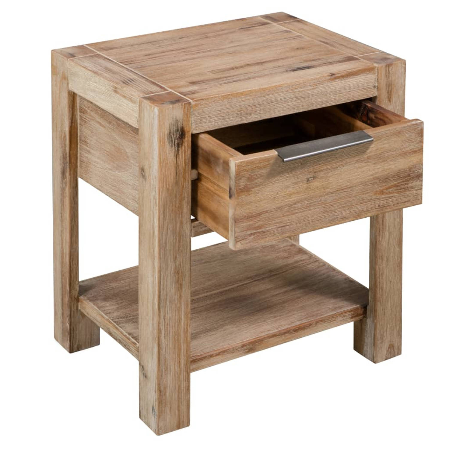 The Living Store Nachtkastje met lade 40x30x48 cm massief acaciahout - Kast