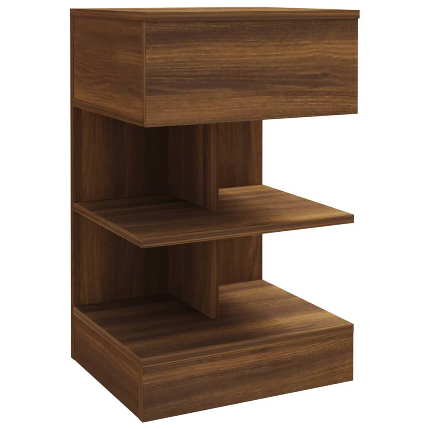 The Living Store Nachtkastje 40x35x65 cm bewerkt hout bruineikenkleurig - Kast