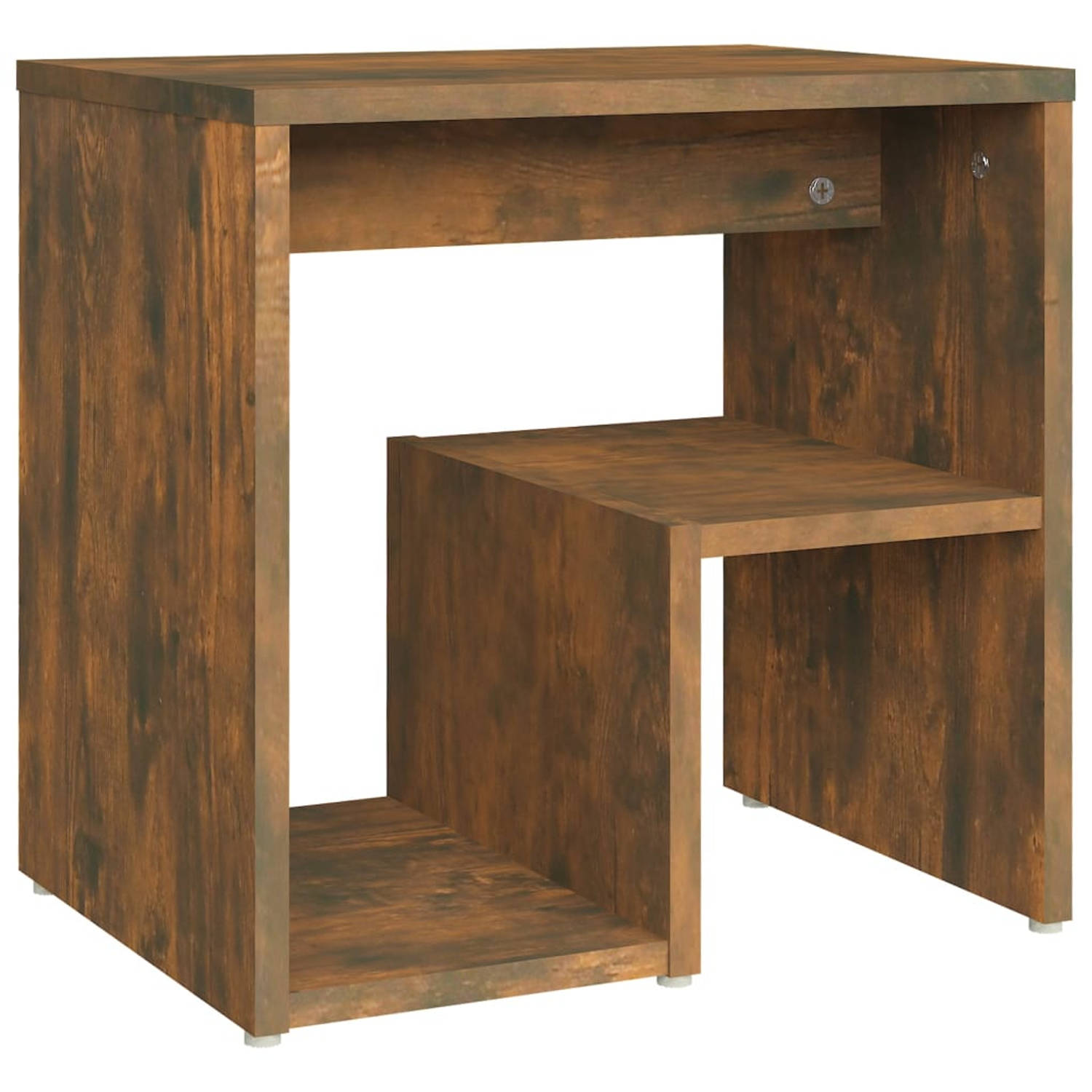 The Living Store Nachtkastje 40x30x40 cm bewerkt hout gerookt eikenkleurig - Kast