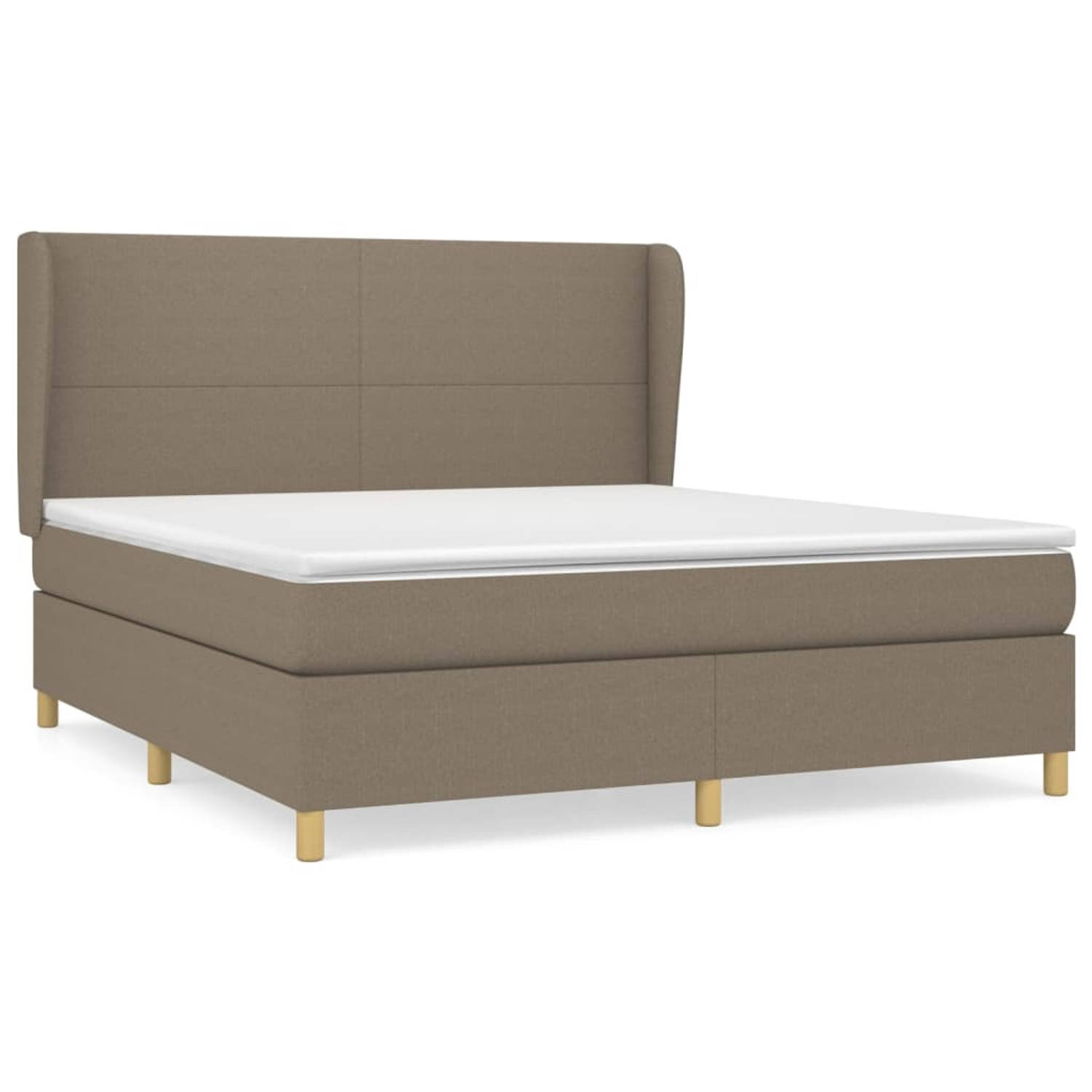 The Living Store Boxspring met matras stof taupe 160x200 cm - Bed