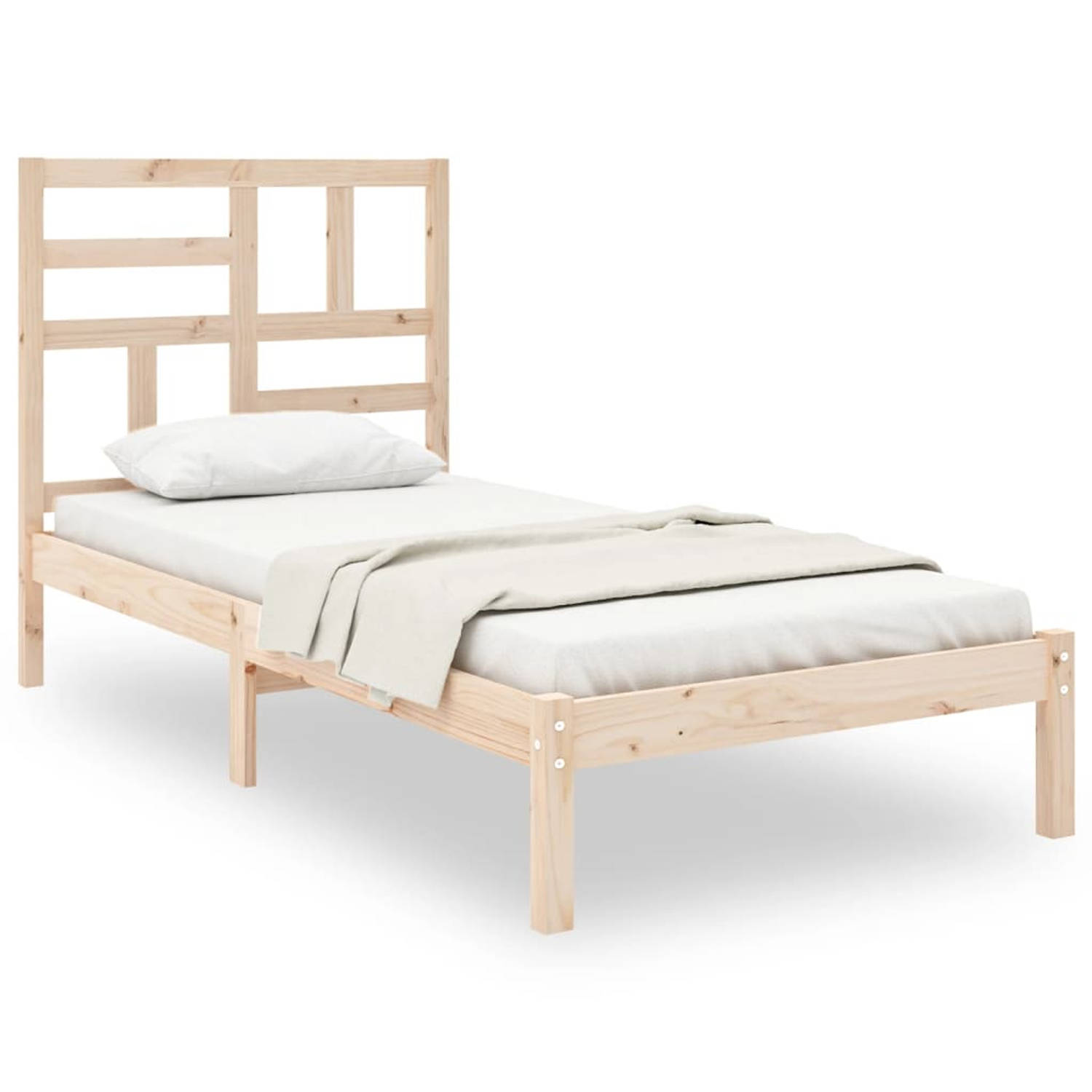 The Living Store Bedframe massief hout 100x200 cm - Bedframe - Bedframes - Bed - Bedbodem - Ledikant - Bed Frame - Massief Houten Bedframe - Slaapmeubel - Eenpersoonsbed - Bedden -