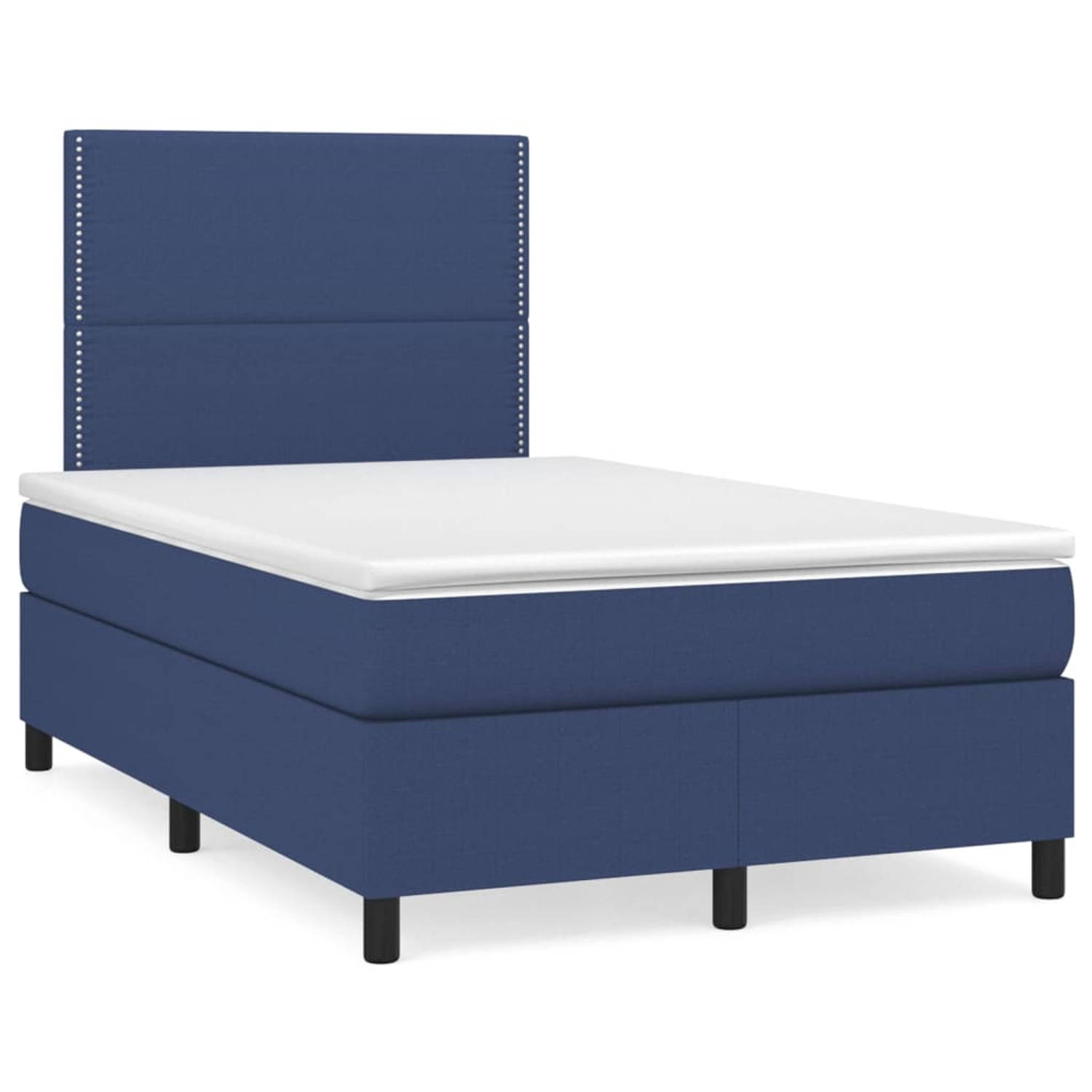 The Living Store Boxspring met matras stof blauw 120x200 cm - Boxspring - Boxsprings - Bed - Slaapmeubel - Boxspringbed - Boxspring Bed - Tweepersoonsbed - Bed Met Matras - Bedfram