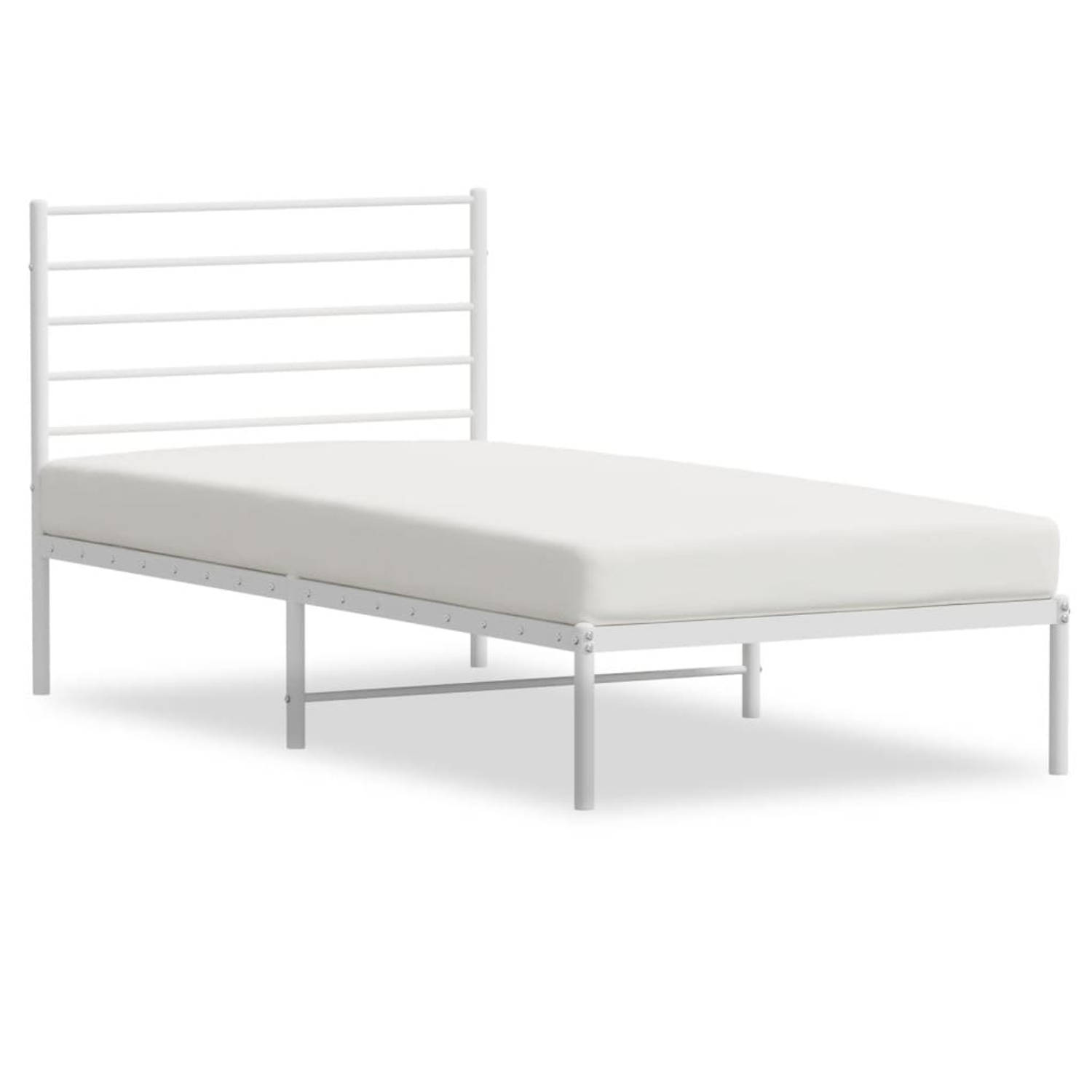 The Living Store Bedframe Classic Staal - 207 x 95 x 90 cm - Wit