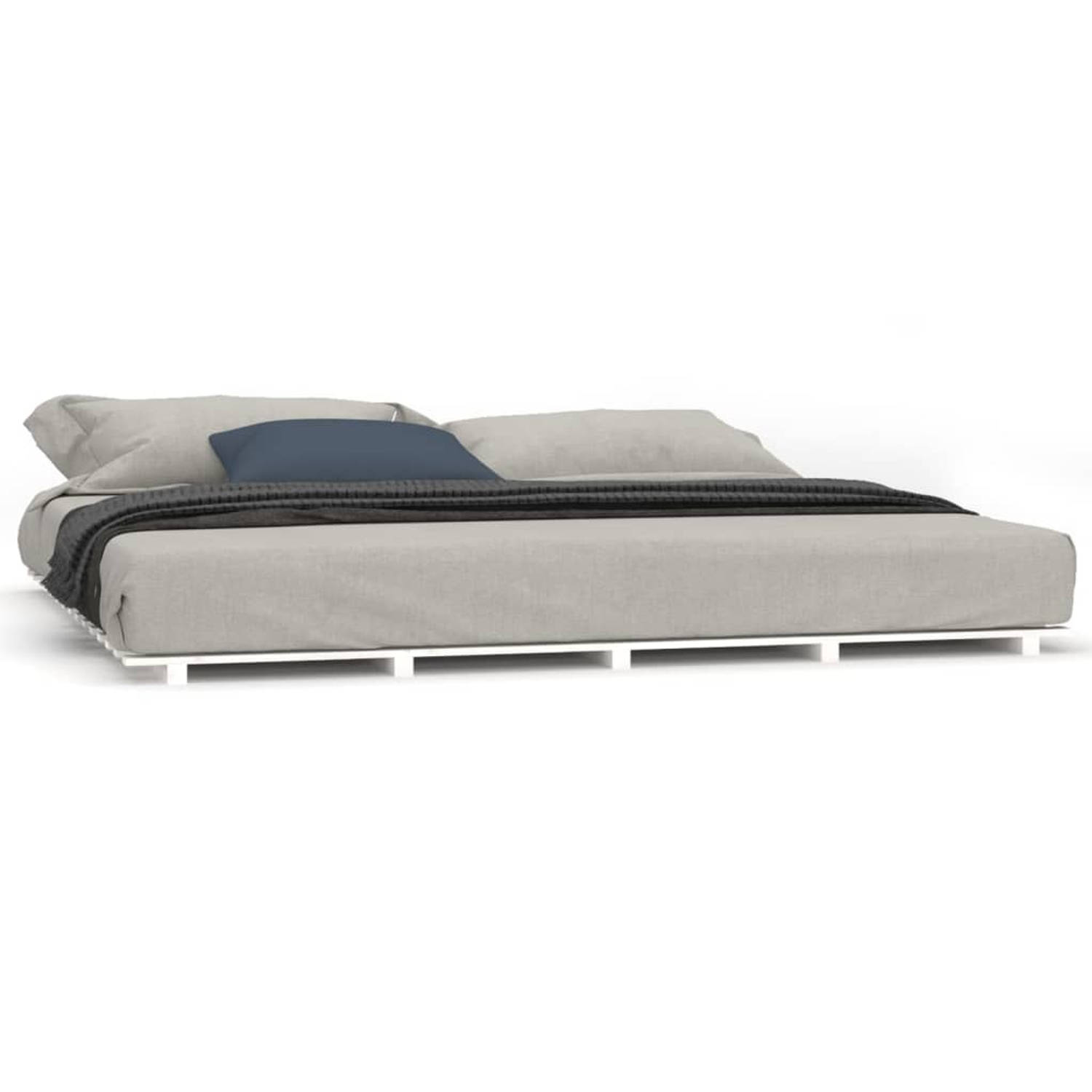 The Living Store Bedframe massief grenenhout wit 160x200 cm - Bed