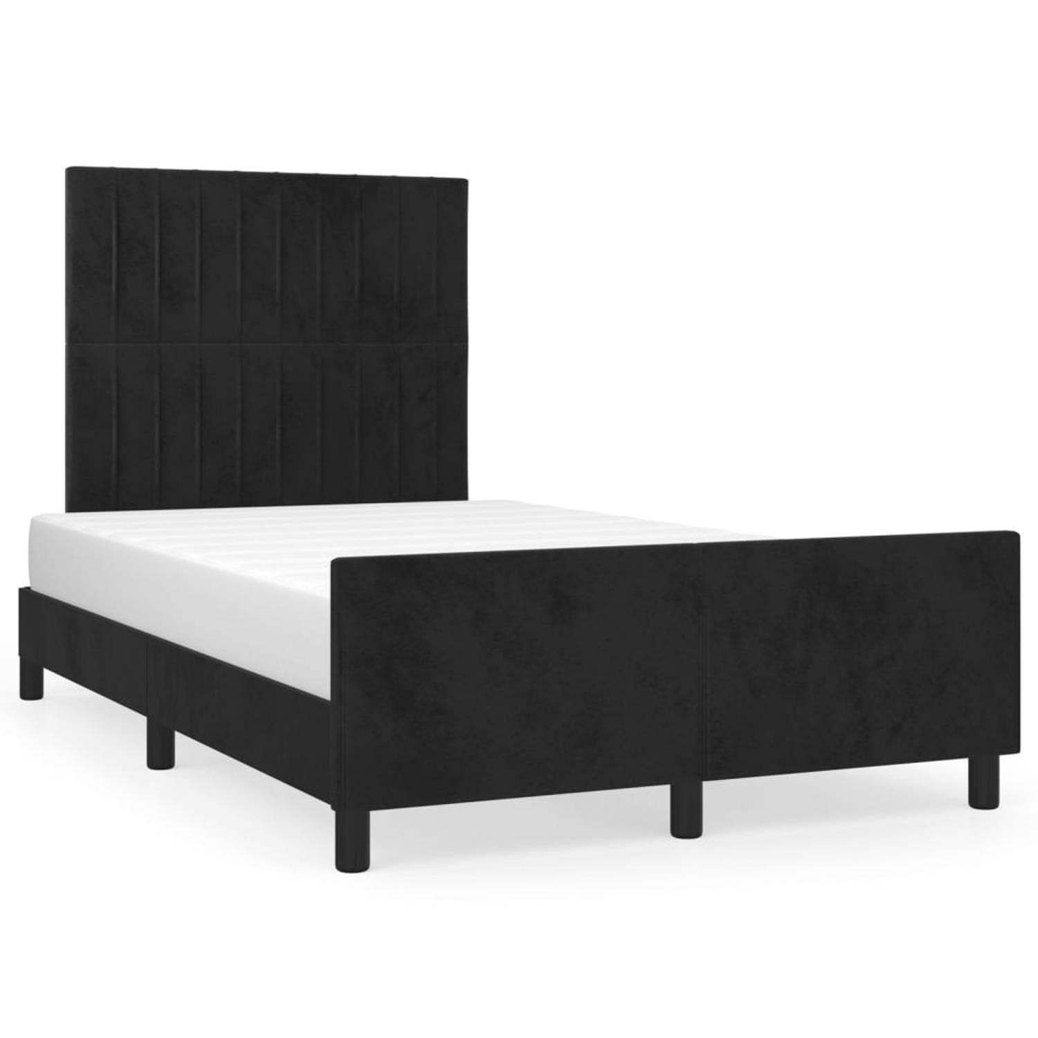 The Living Store Bedframe met hoofdeinde fluweel zwart 120x200 cm - Bed