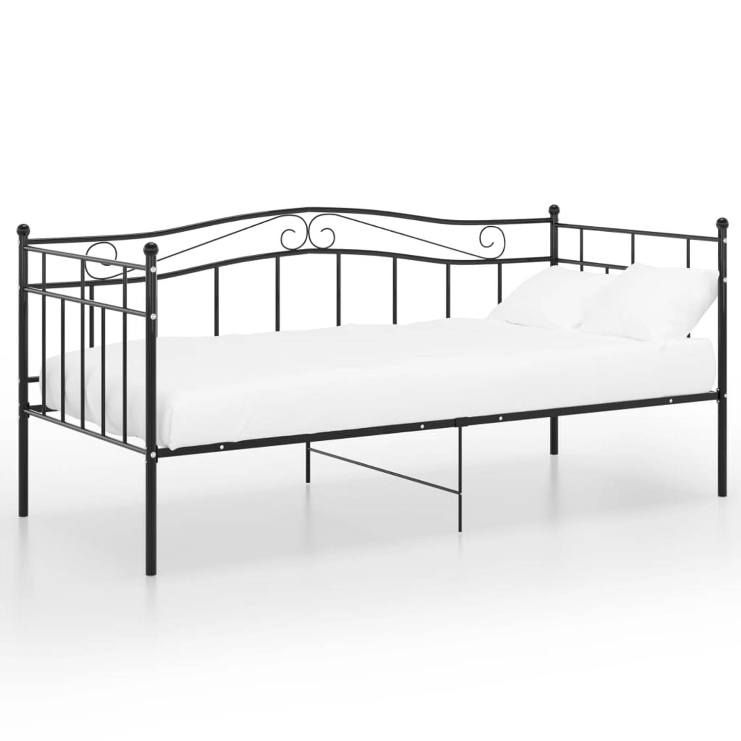 The Living Store Slaapbankframe metaal zwart 90x200 cm - Bedbankframe - Bedbankframes - Slaapbankframe - Slaapbankframes - Bedframe - Bedframes - Ledikant - Ledikanten - Logeerbed