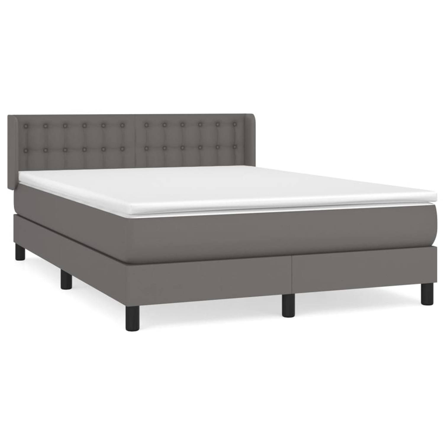 The Living Store Boxspring met matras kunstleer grijs 140x200 cm - Boxspring - Boxsprings - Bed - Slaapmeubel - Boxspringbed - Boxspring Bed - Tweepersoonsbed - Bed Met Matras - Be