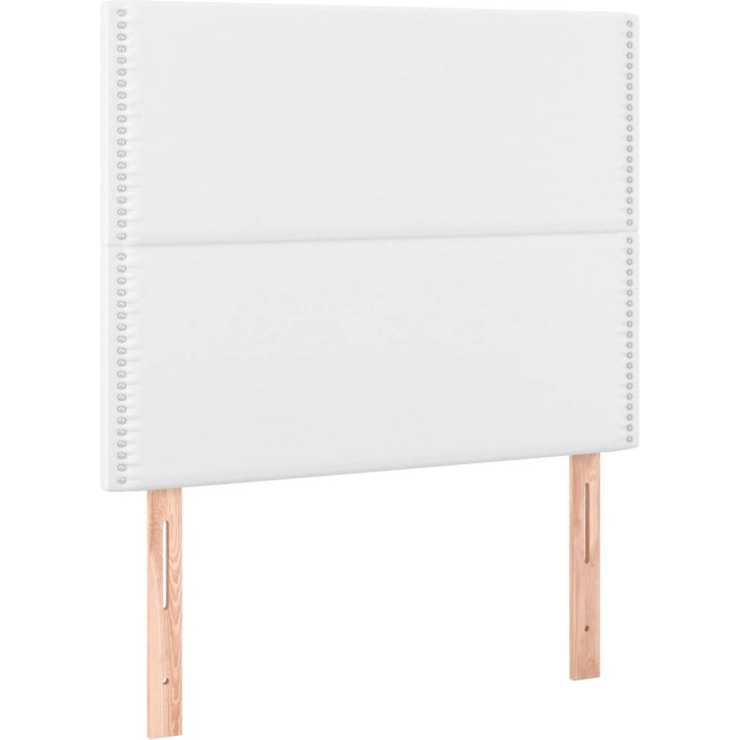 The Living Store Bedframe Kunstleer - 203 x 83 x 118/128 cm - Verstelbaar hoofdeind - Wit