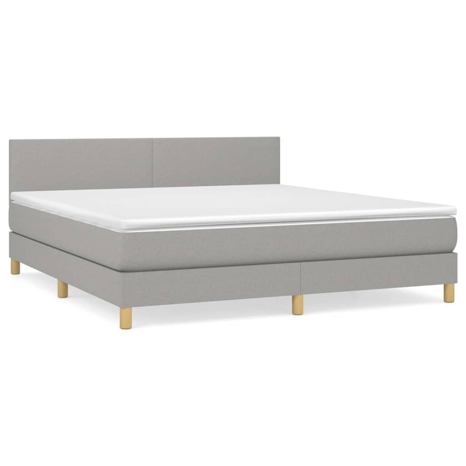 The Living Store Boxspring met matras stof lichtgrijs 160x200 cm - Bed