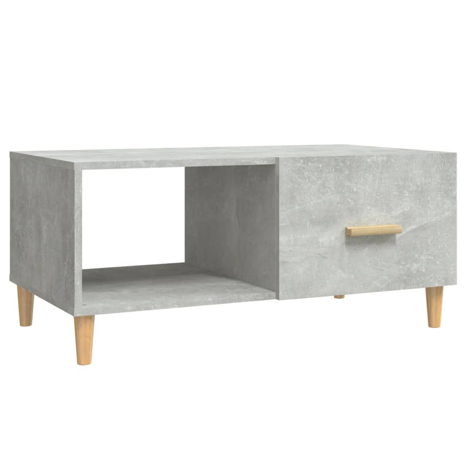 The Living Store Salontafel 89-5x50x40 cm bewerkt hout betongrijs - Tafel