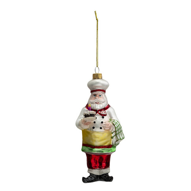 HAES DECO - Kersthanger Kerstman 7x7x17 cm - Wit - Kerstdecoratie, Decoratie Hanger, Kerstboomversiering