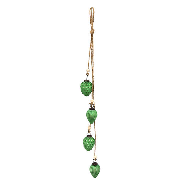 HAES DECO - Kersthanger Dennenappels 7x5x67 cm - Groen - Kerstdecoratie, Decoratie Hanger, Kerstboomversiering