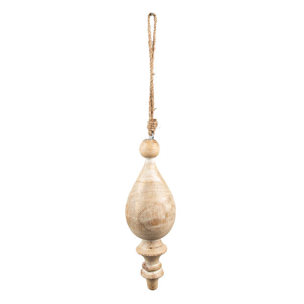 HAES DECO - Kersthanger Ornament Ø 7x19 cm - Beige - Kerstdecoratie, Decoratie Hanger, Kerstboomversiering