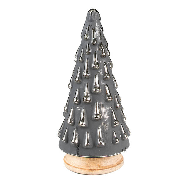 Clayre & Eef Kerstdecoratie Kerstboom 32 cm Grijs Hout Glas Grijs