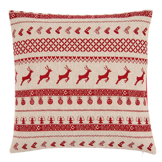 HAES DECO - Kerst Kussenhoes 40x40 cm - Rood - Collectie: Nordic Christmas - Sierkussen, Kussenhoes