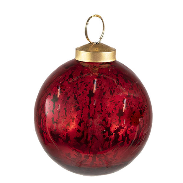 Clayre & Eef Kerstbal Ø 7 cm Rood Glas Kerstdecoratie Rood Kerstdecoratie