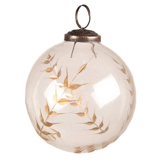 Clayre & Eef Kerstbal Ø 10 cm Transparant Glas Takjes Kerstdecoratie Transparant Kerstdecoratie