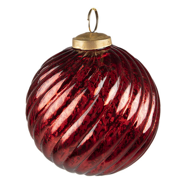 Clayre & Eef Kerstbal Ø 9 cm Rood Glas Kerstdecoratie Rood Kerstdecoratie