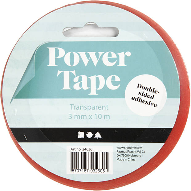 Creotime dubbelzijdig klevend power tape 10 m x 3 mm rood