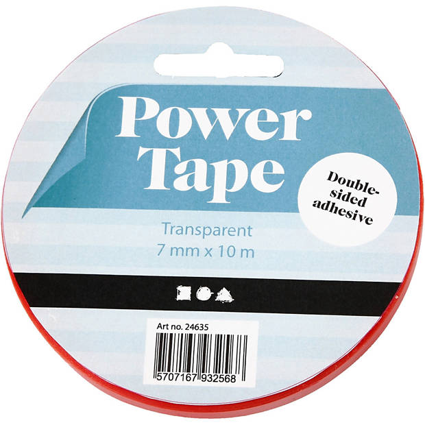 Creotime dubbelzijdig klevend power tape 10 m x 7 mm rood