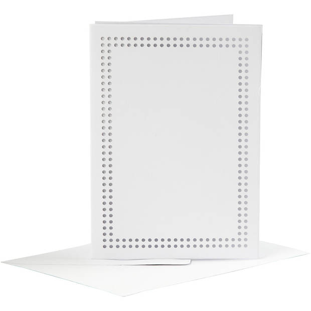 Creotime borduurkaarten met enveloppen karton wit 6 stuks