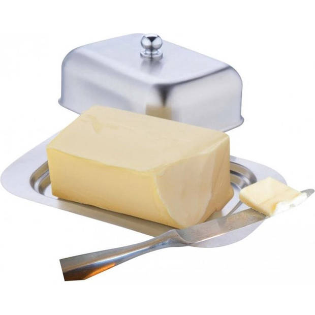 Kinghoff 1209 - Botervloot met deksel - RVS - Foodsafe - Past een groot stuk boter in.