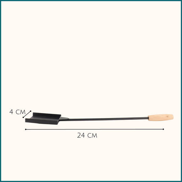 HIXA Kolenschep - Spatel - Haardset voor Houtkachel - Openhaard - Gereedschap - Zwart - Metaal - Hout