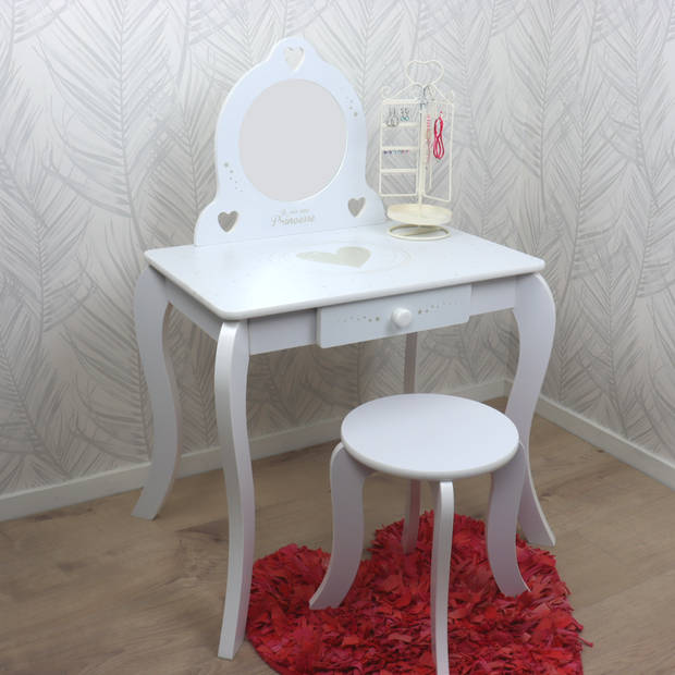 MISOU Make up Tafel voor Meisjes - Kaptafel Kind met Kruk en Spiegel