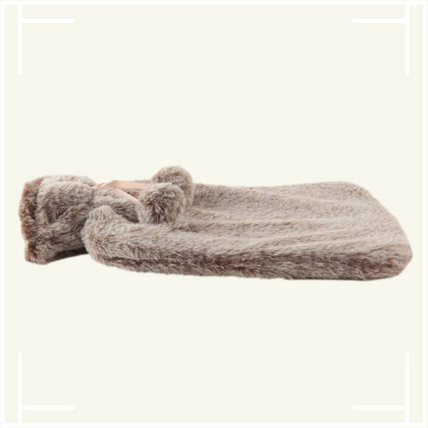 MARBEAUX - Kruik - Warmwaterkruik - met Zachte Hoes - Bruin - Faux Fur - Kruik 2 Liter