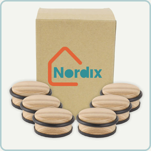 Nordix Deurstop - 6 Stuks - Deurstopper - Deurbuffer - Houtlook - 4,7x10,4cm