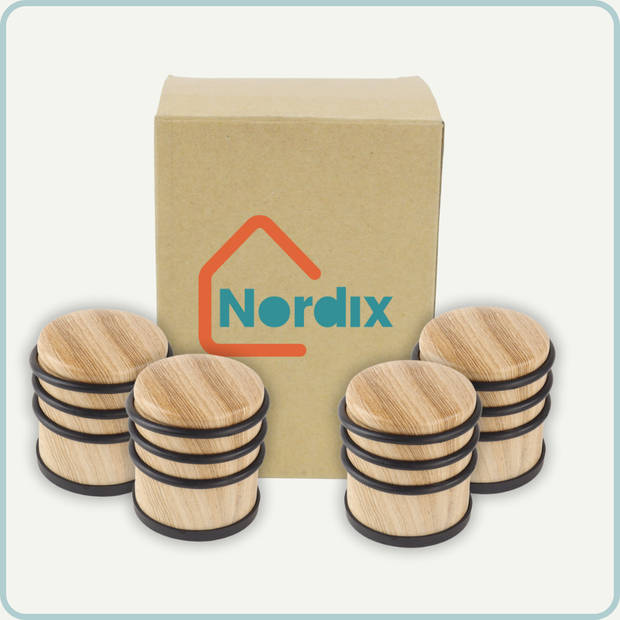 Nordix Deurstop - 4 Stuks - Deurstopper - Deurbuffer - Houtlook - 7,9cm