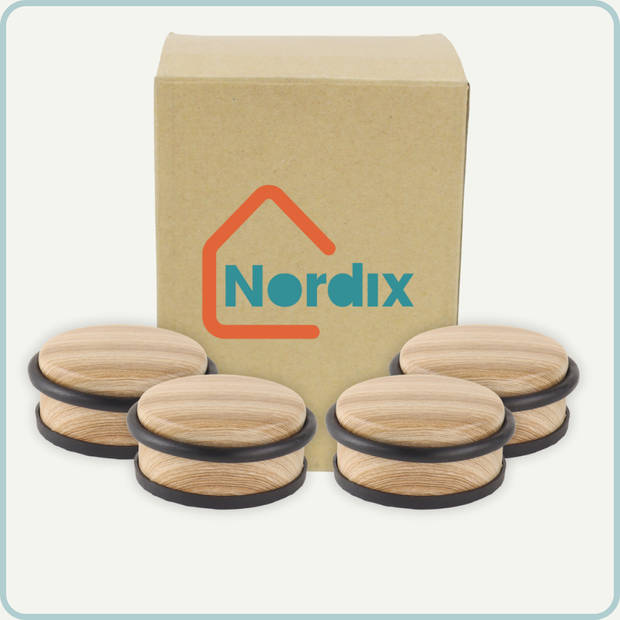 Nordix Deurstop - 4 Stuks - Deurstopper - Deurbuffer - Houtlook - 4,7x10,4cm