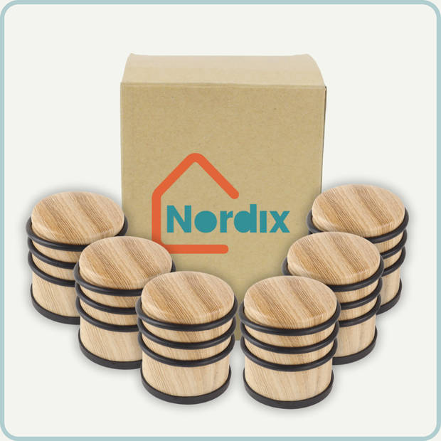 Nordix Deurstop - 6 Stuks - Deurstopper - Deurbuffer - Houtlook - 7,9cm