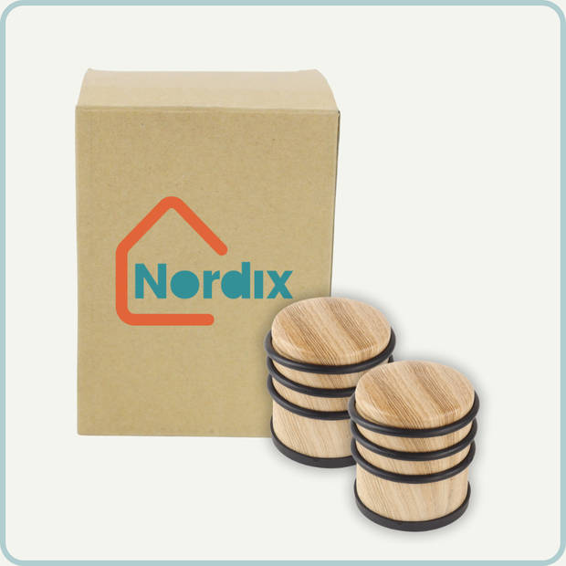 Nordix Deurstop - 2 Stuks - Deurstopper - Deurbuffer - Houtlook - 7,9cm