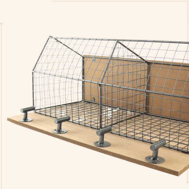 MISOU Kapstok Wandkapstok met Hoedenplank 4 Haken Hangend met Opbergmanden Zwart Industrieel Metaal Hout