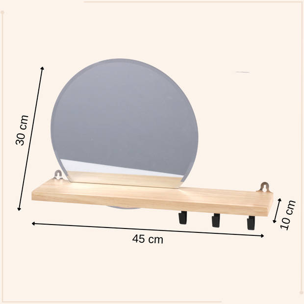 MISOU Sleutelrekje - Wandplank - Spiegel - Sleutelkastje